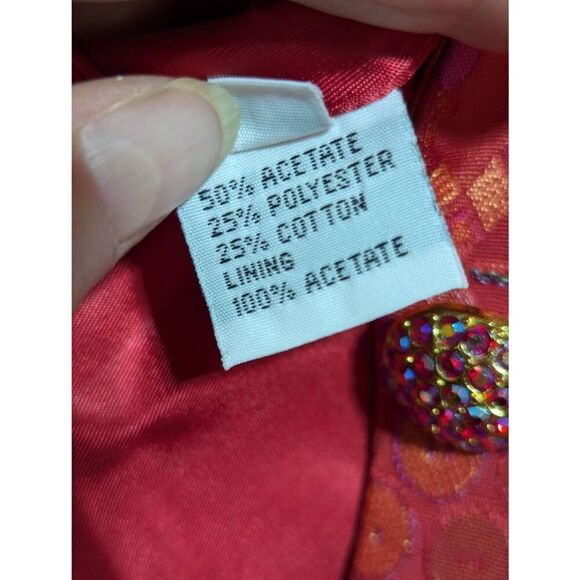 George Simonton Women's Hot Pink Orange Geometric Pattern Rhinestone Buttons Ski - Picture 10 of 13